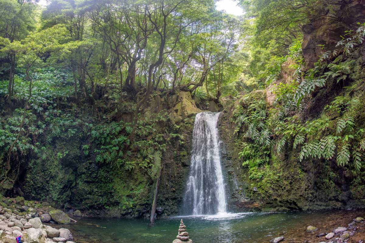 Cascata do Salto do Prego seen in Sao Miguel Portugal