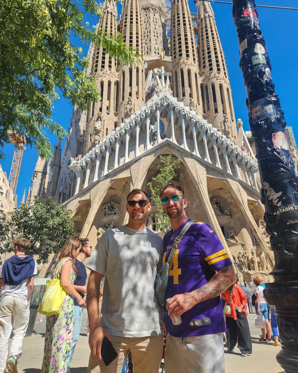 Daniel and friend at Sagrada Familia in Barcelona Spain