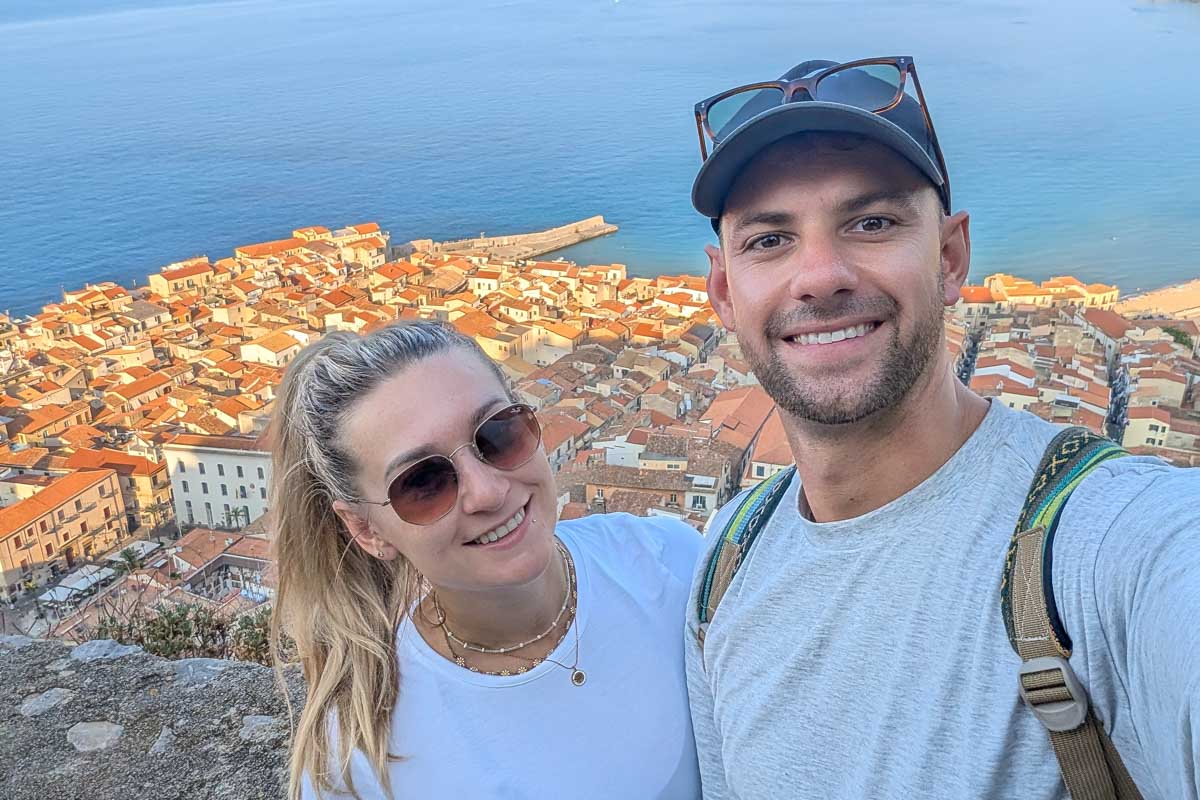 La Rocca di Cefalù selfie of Daniel and Bailey in Sicily Italy