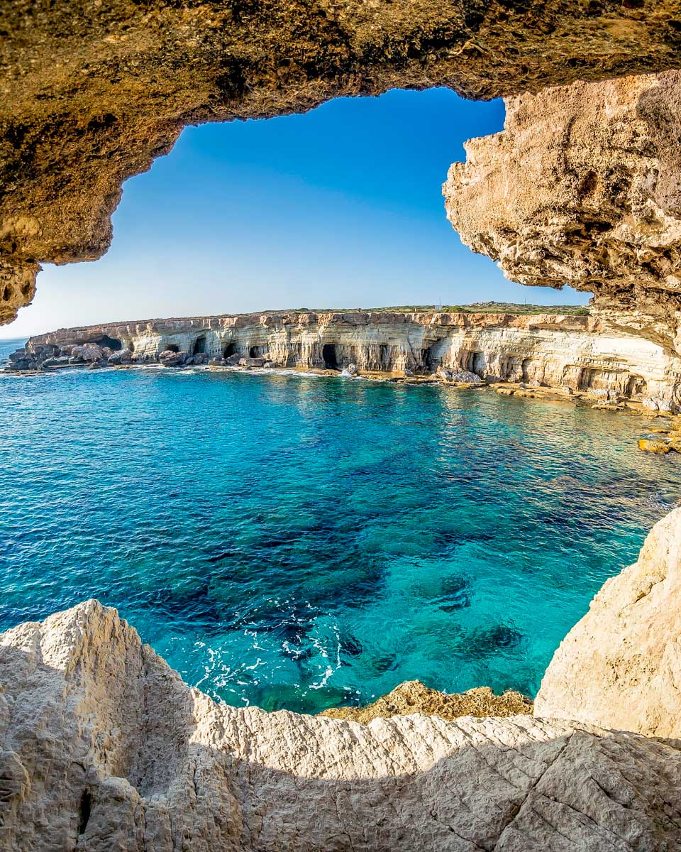 Looking at the Sea Caves near Ayia Napa, Cyprus