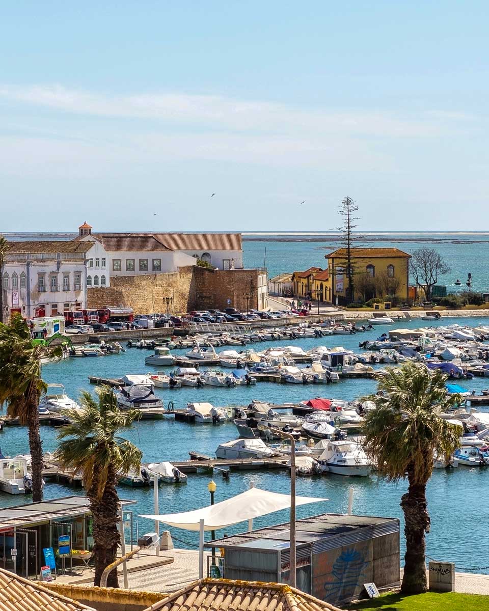 Looking down at the Marina of Faro Portugal