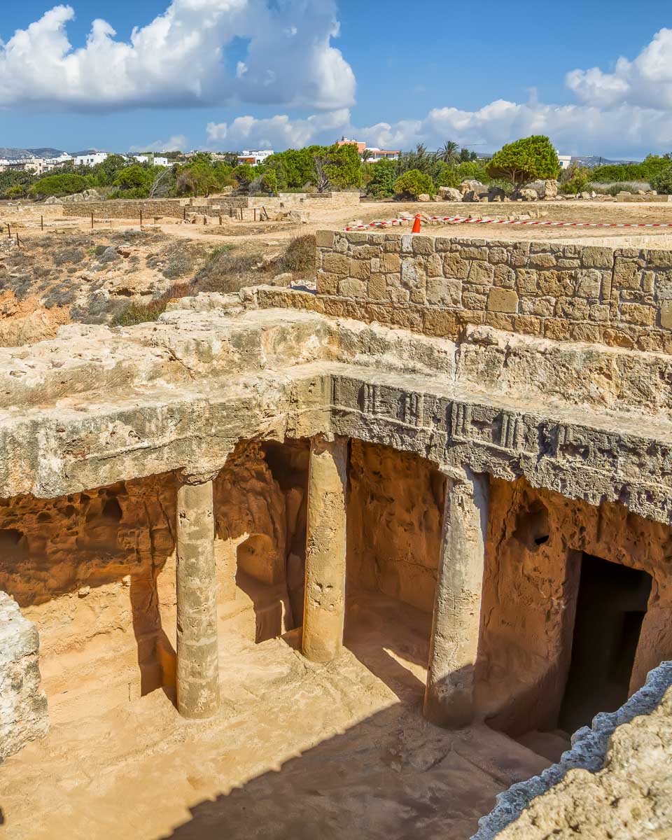 Looking down into the Tombs of Kings in Cyprus