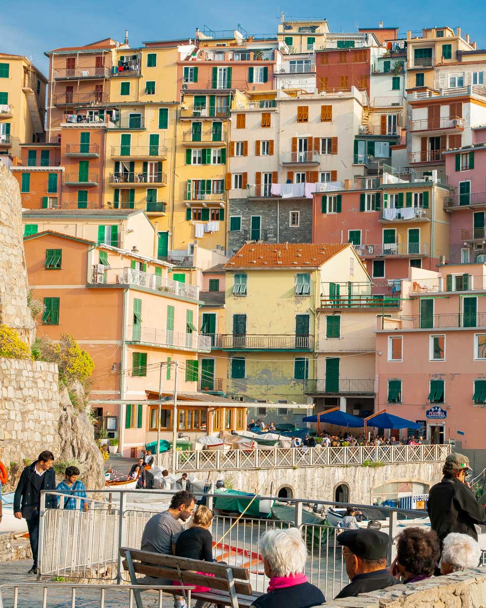 Manarola village seen on a sunny day in Cinque Terre Italy