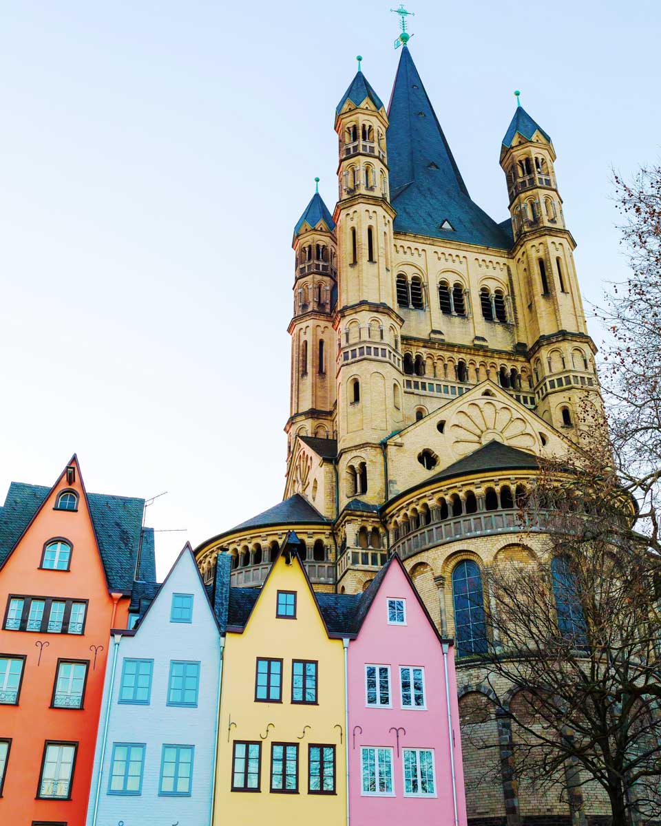 Old buildings with Gross St. Martin in Cologne