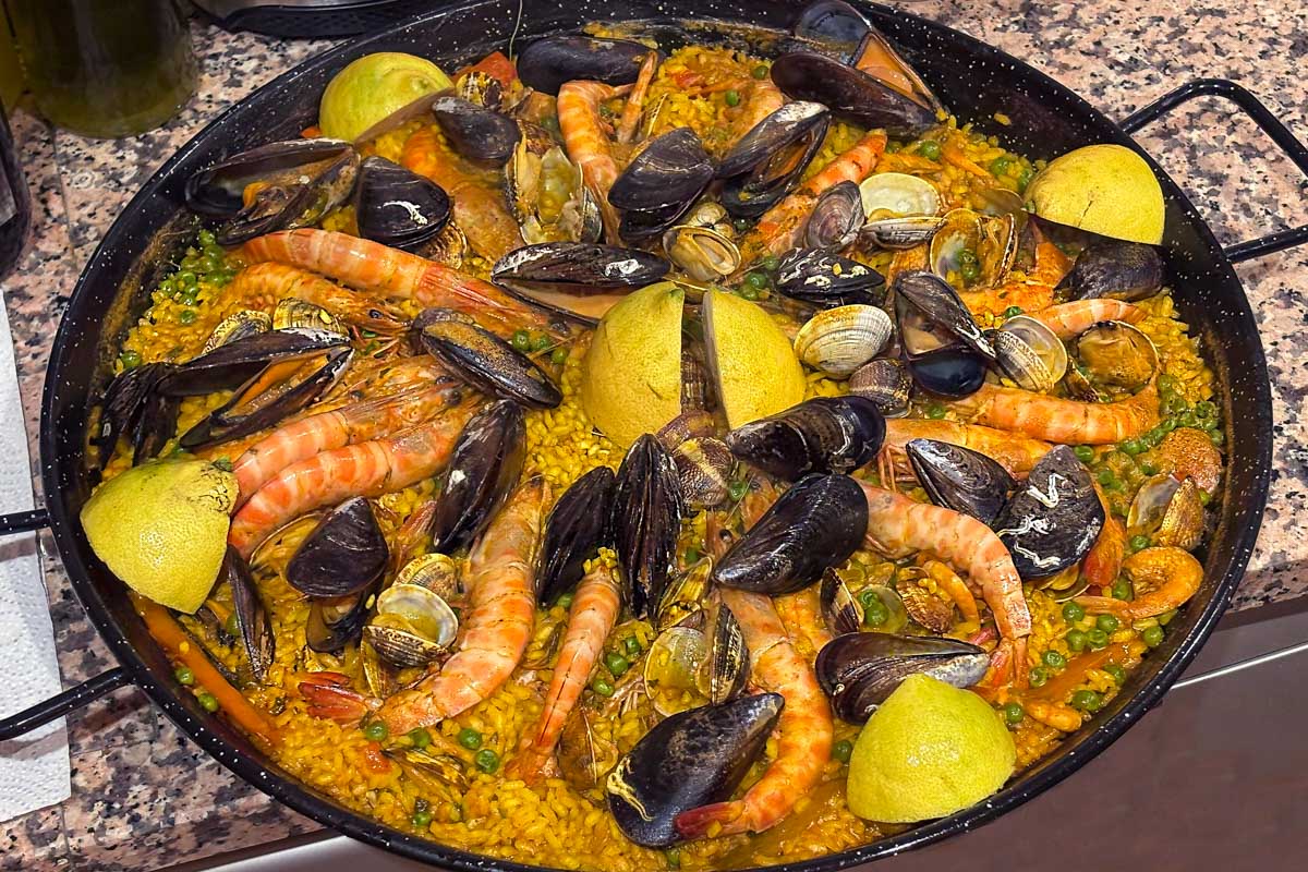 Paella during a cooking class in Valencia Spain