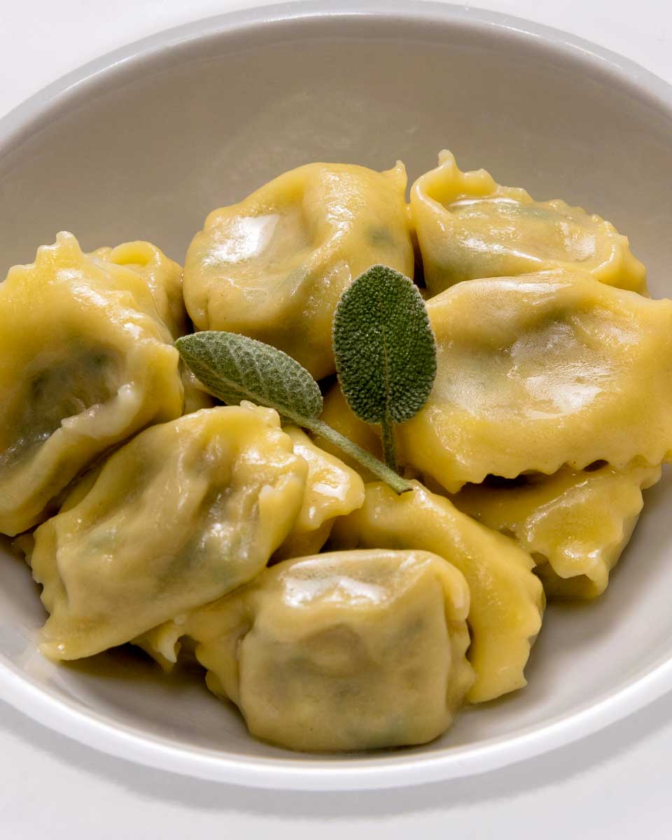 Ravioli pasta eaten on a food tour in Turin Italy