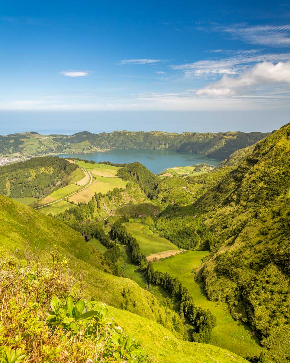 Sete Cidades rim and crater near Sao Miguel Portugal