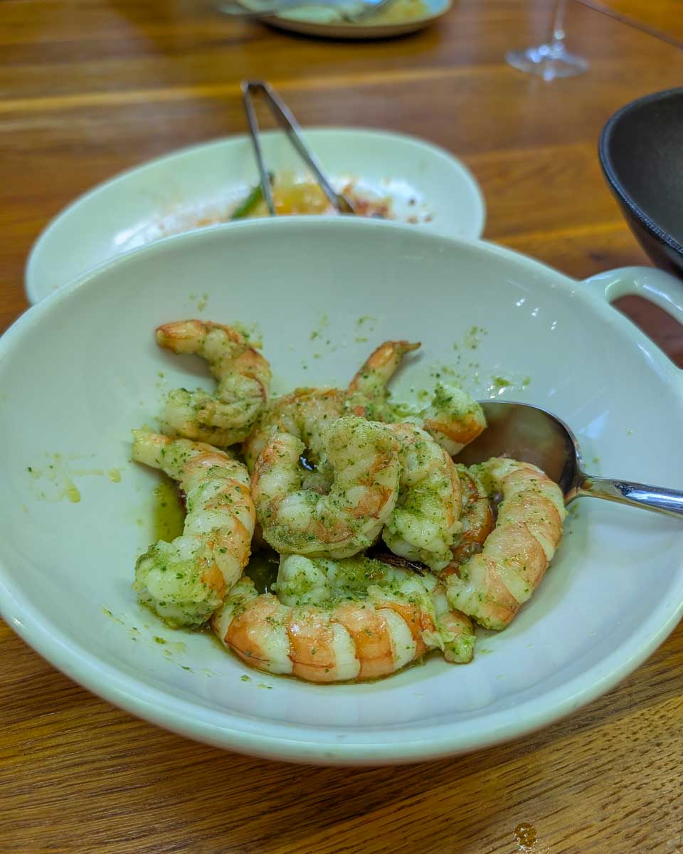Shrimp made during a cooking class in Madrid Spain