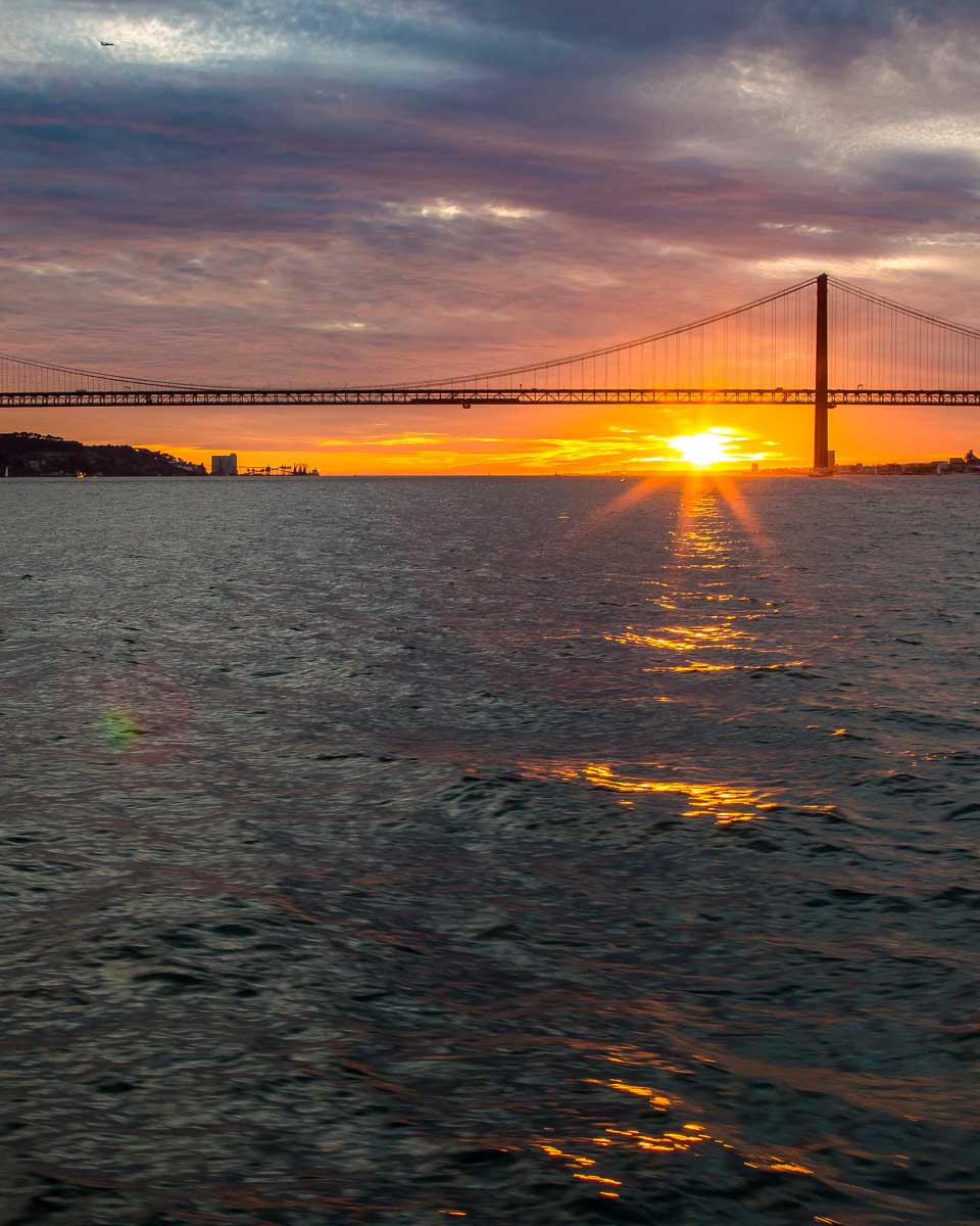 Tagus River at sunset in Lisbon Portugal