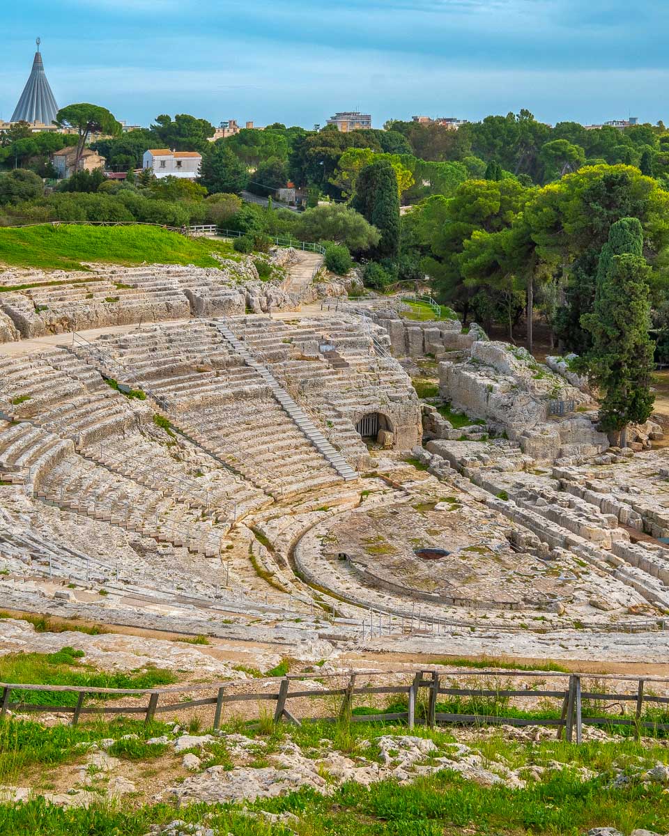 Teatro Greco in Syracuse on a day trip from Catania Sicily Italy