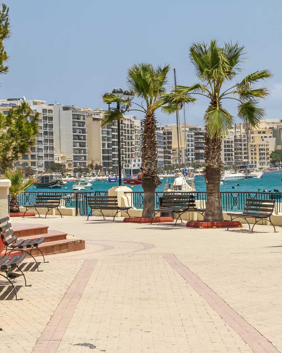 The waterfront of Sliema Malta
