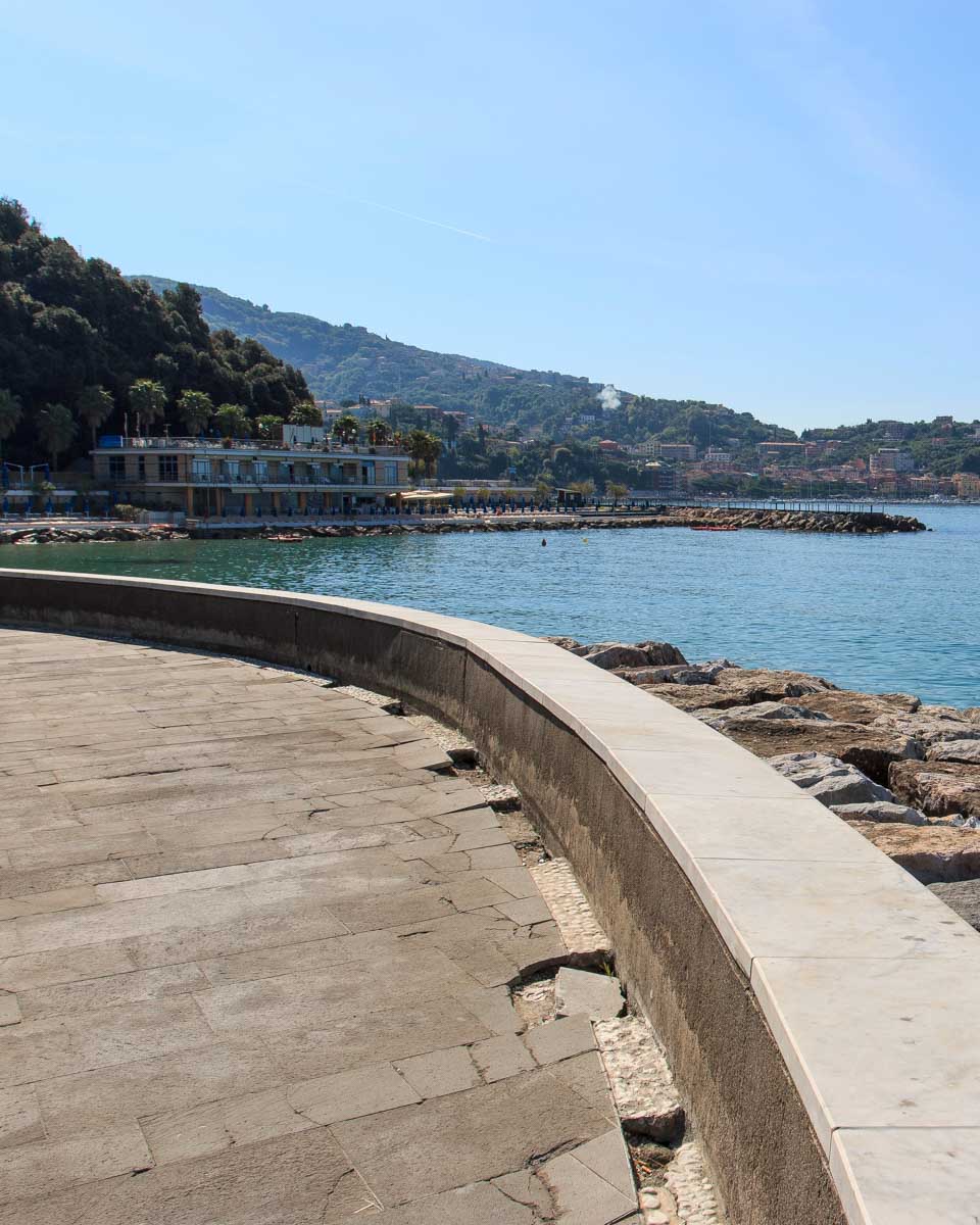 View of the sea coast, Promenade in Lerici near La Spezia Italy
