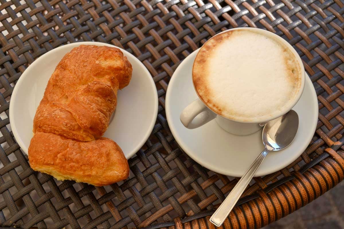 cappuccino and cornetto eaten in Bergamo Italy