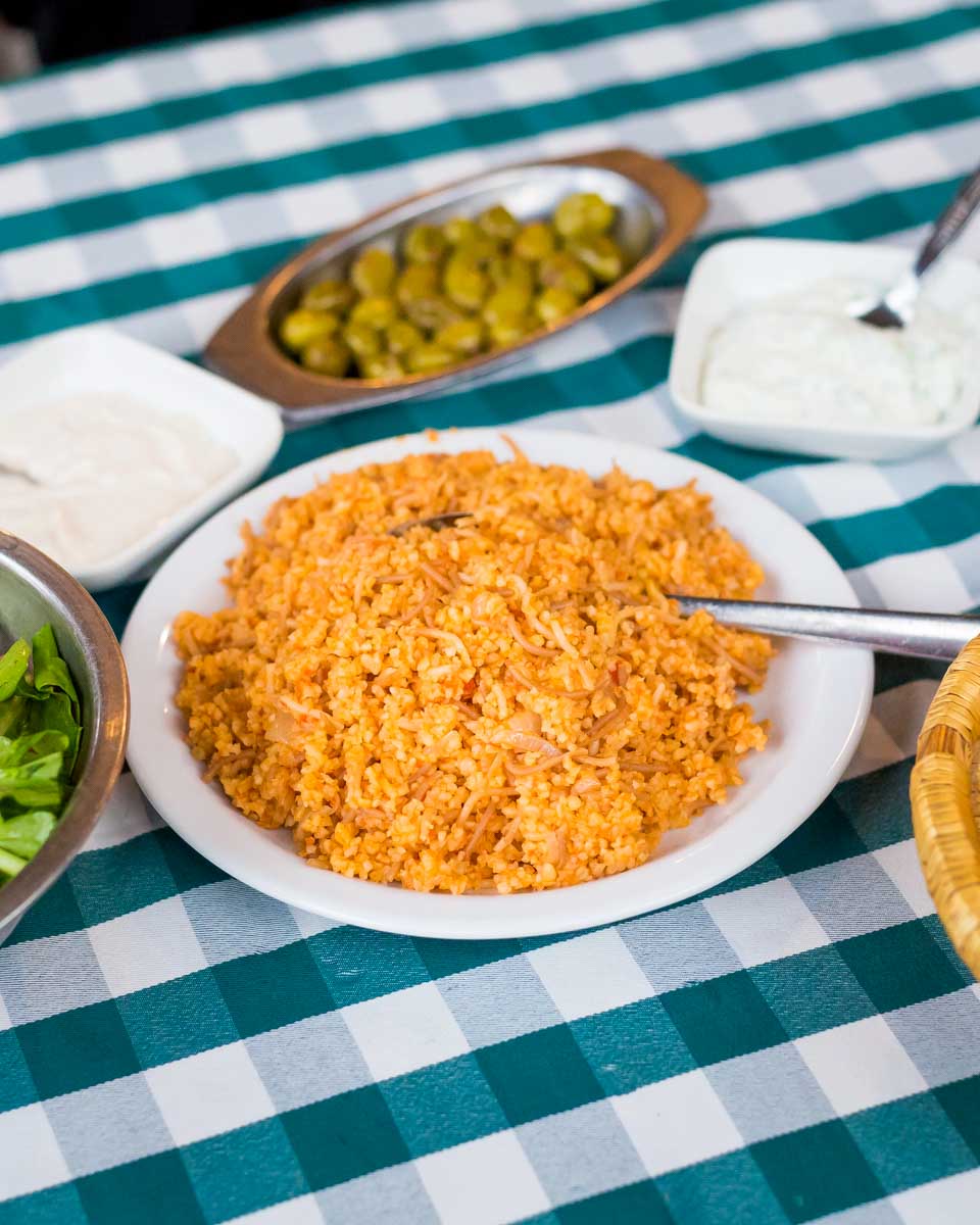 A variety of food eaten on a tour in Cyprus