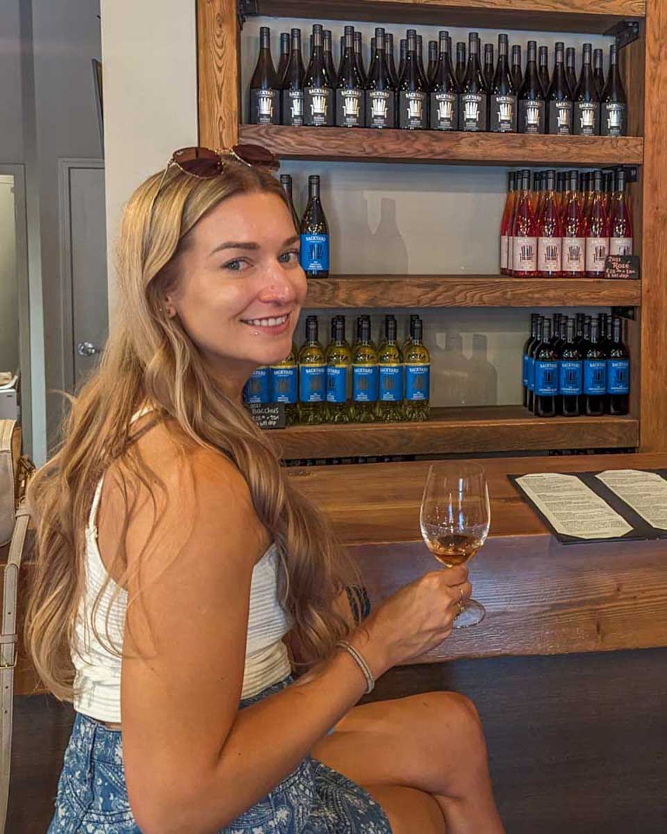 Bailey-tastes-wine-in Cyprus