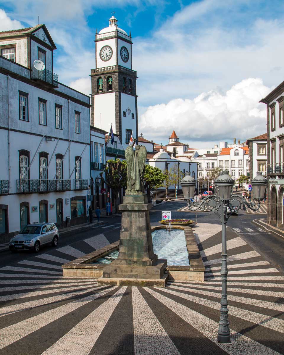 Bell-tower-of-St-Sabastian-church-in-Ponta Delgada on Sao-Miguel-Portugal 1