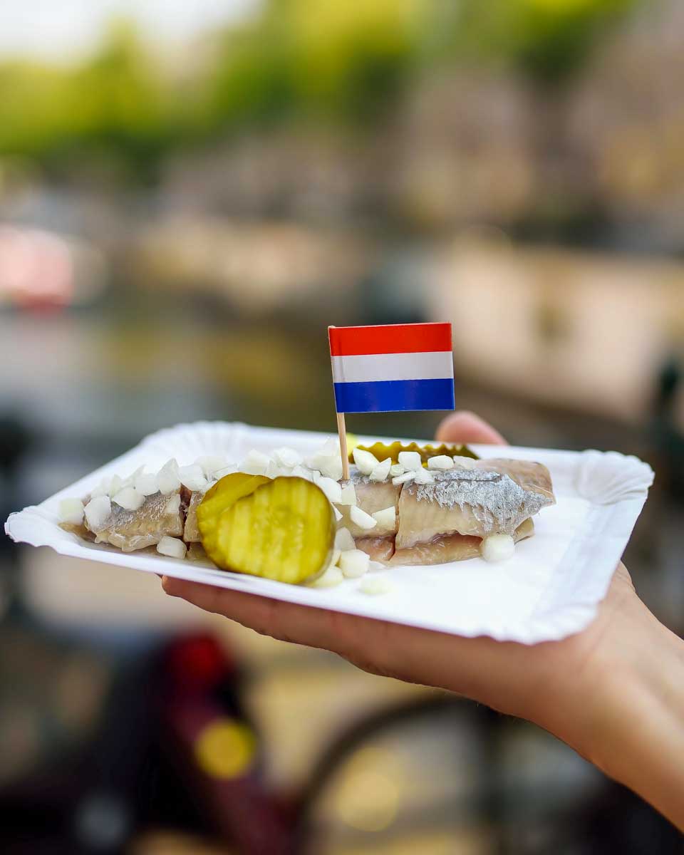 Hollandse Nieuwe aka Dutch New Herring eaten during a food tour in Rotterdam, Netherlands 1