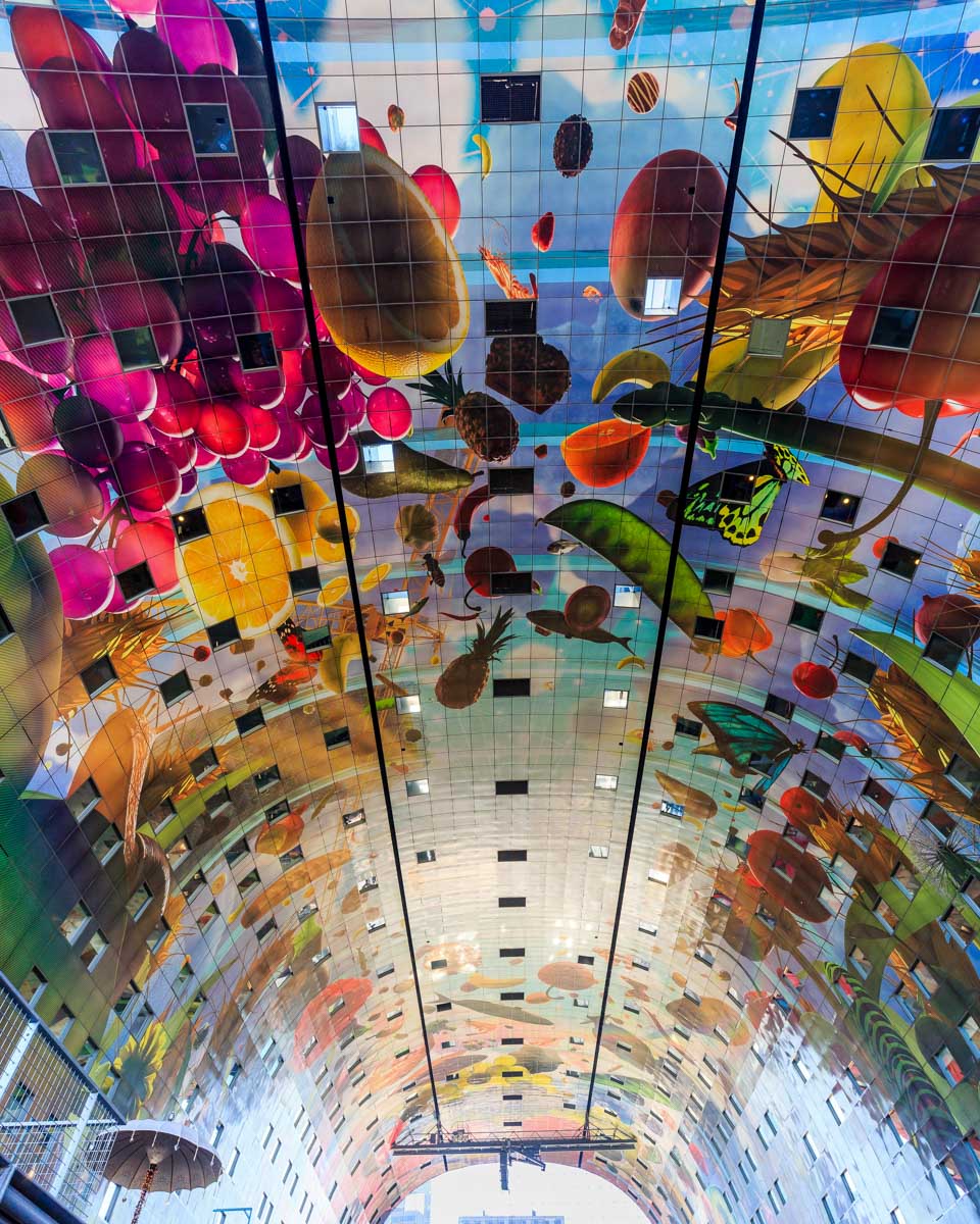 Interior view of the Market Hall in Rotterdam, Netherlands