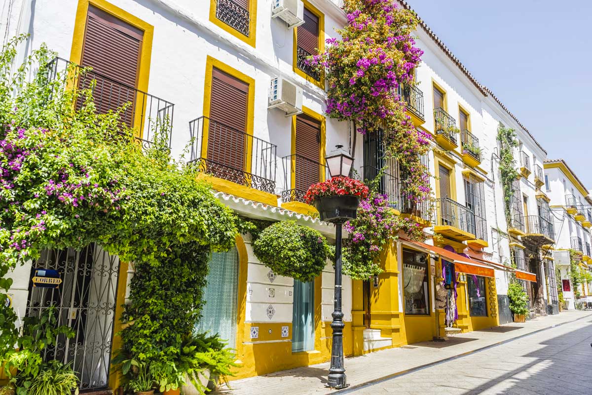 Looking at Marbella Old Town on a sunny day Spain
