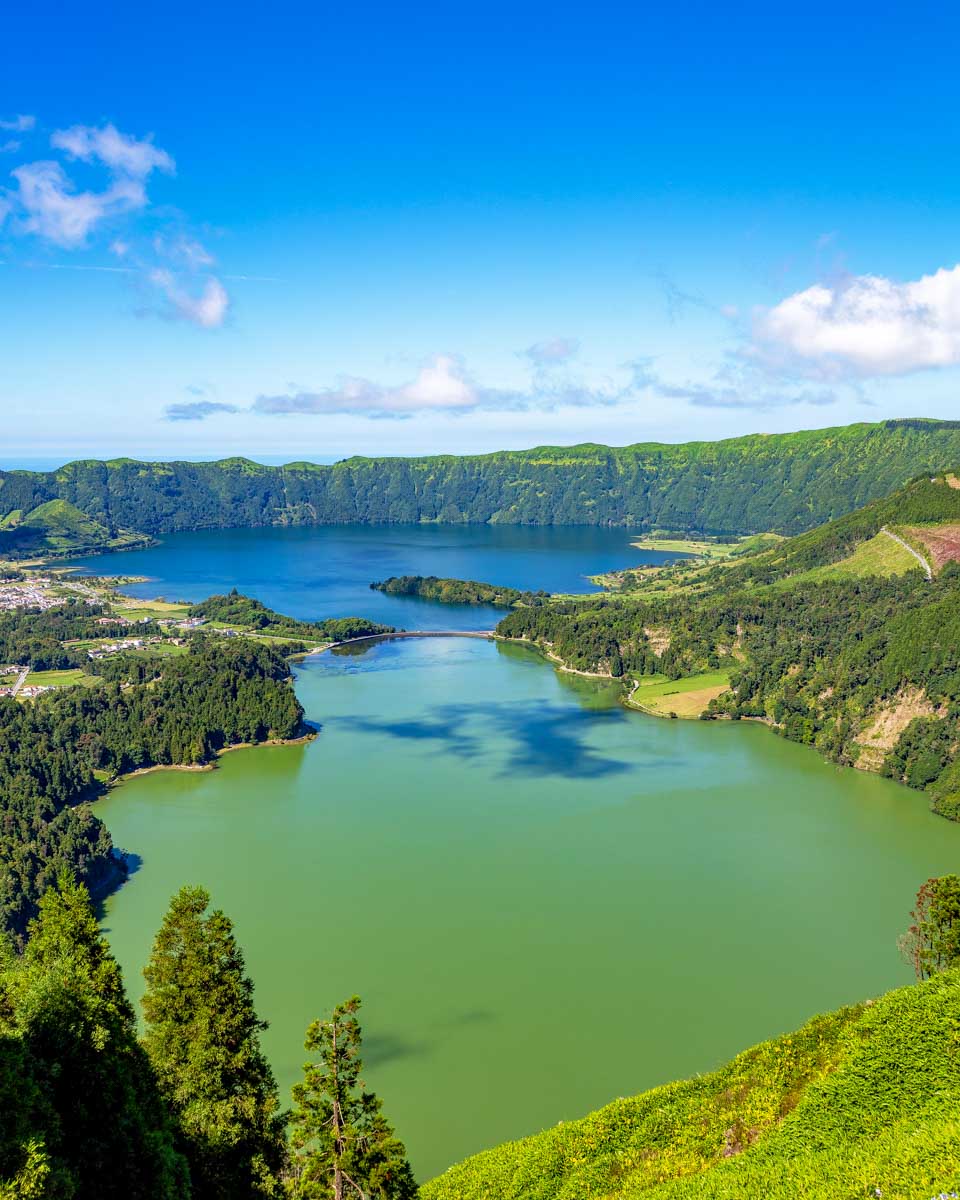 Looking down at Lagoa das Sete Cidades in Sao Miguel Portugal 2