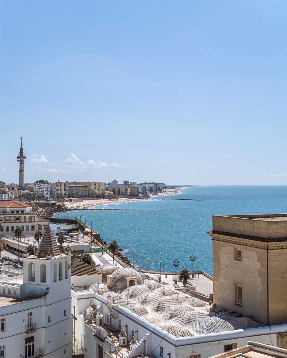 Panoramic view from the bell tower of the Cathedral of Cadiz in Cadiz Spain