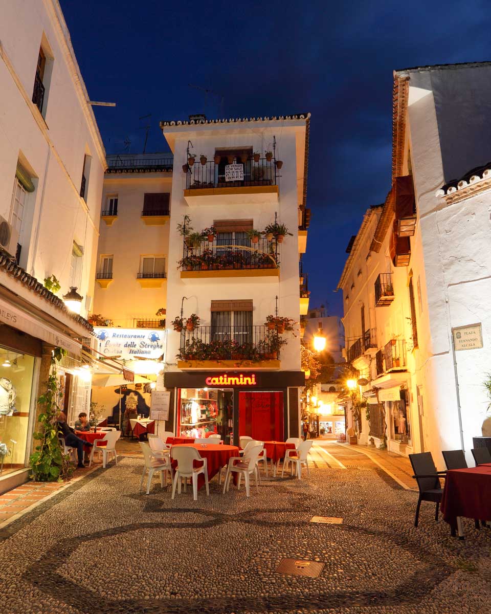 Plaza de los Naranjos in Marbella Spain night