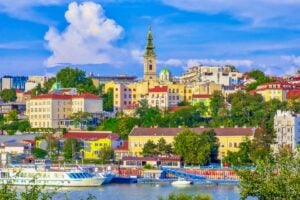The cityscape of Belgrade Serbia on a sunny day