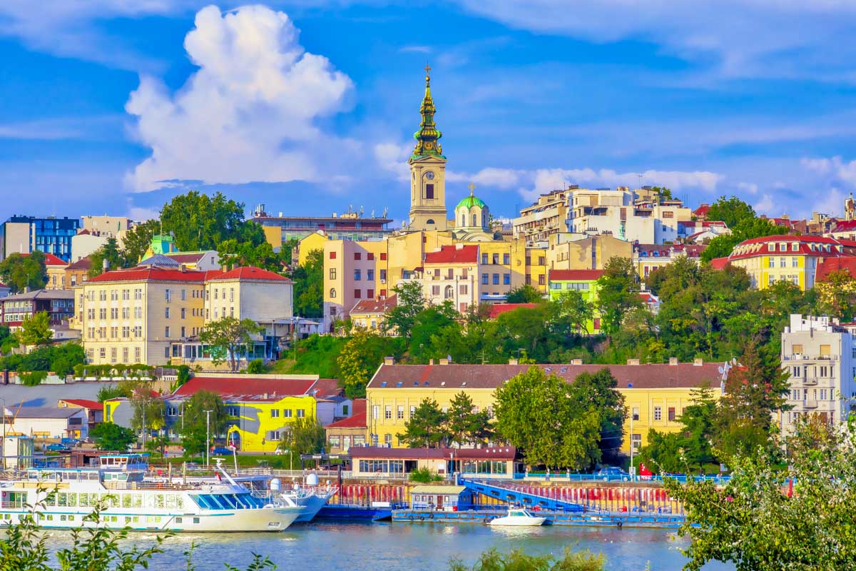 The cityscape of Belgrade Serbia on a sunny day