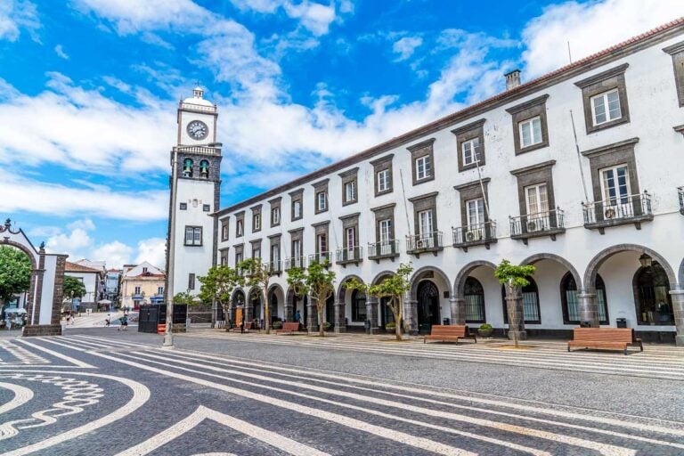 Town center in Ponta Delgada on Sao Miguel Azores Portugal