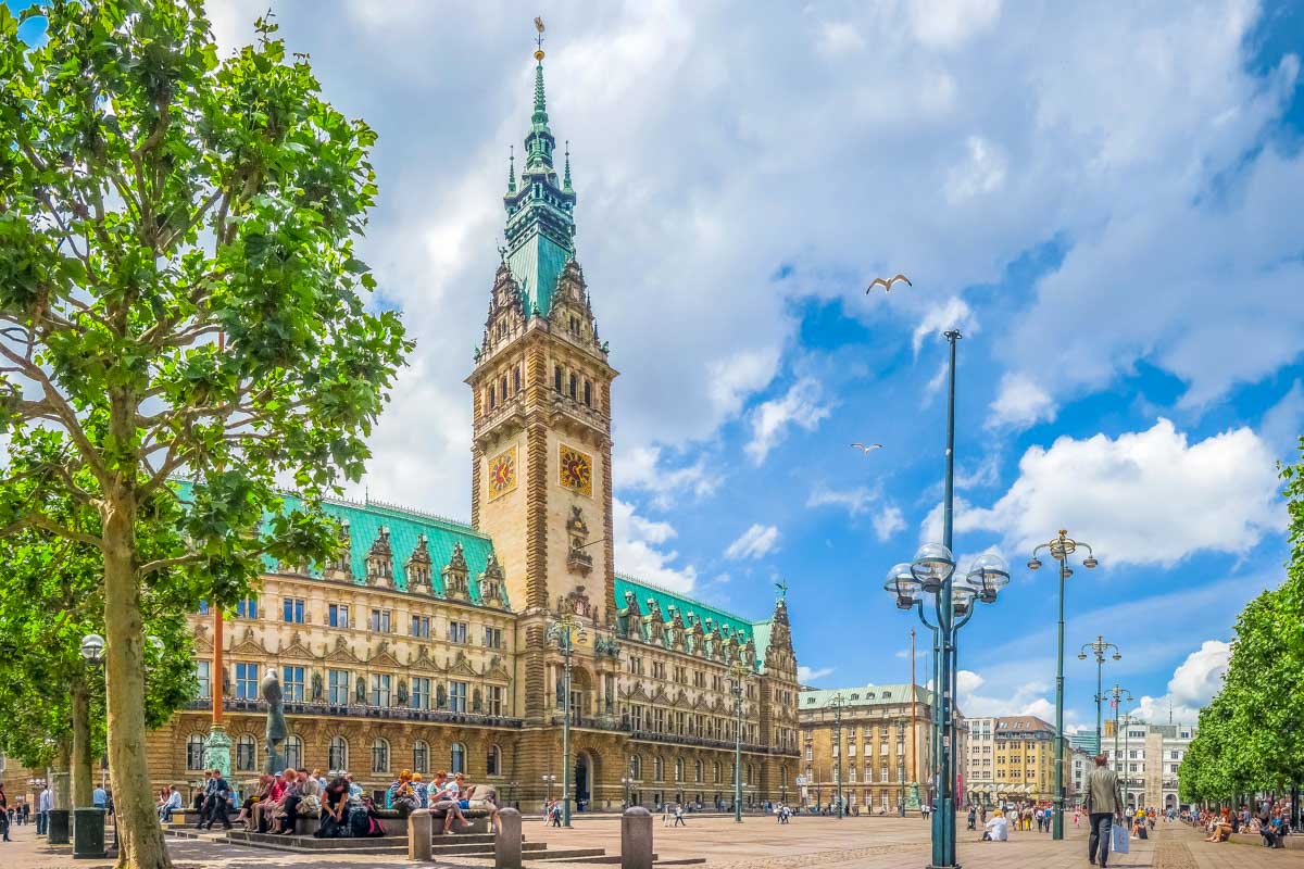 Hamburg town hall at market square in Hamburg Germany