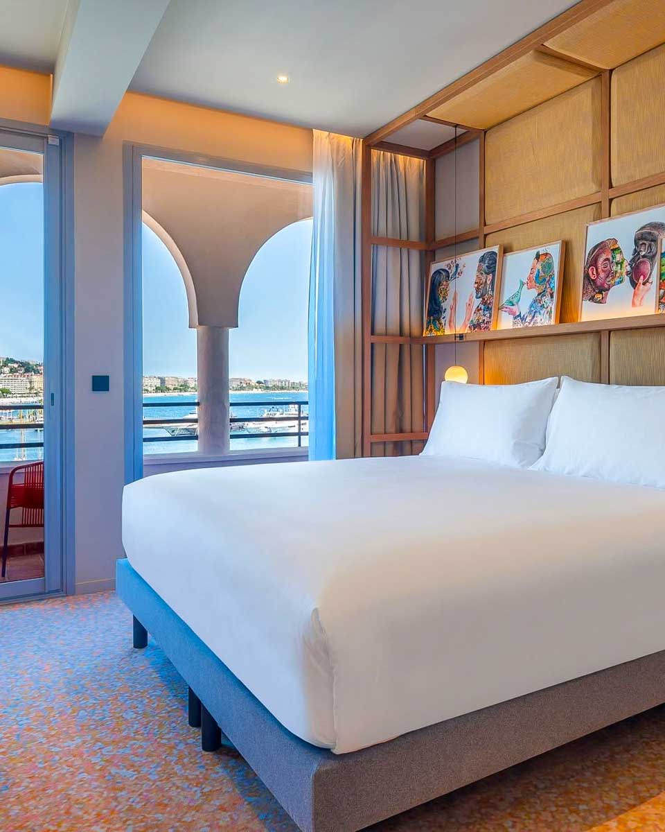 Hotel room with an ocean view at Canopy by Hilton Cannes