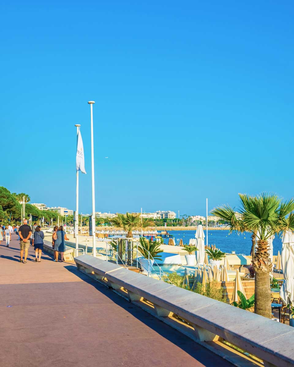 People are strolling on boulevard de la croisette in cannes